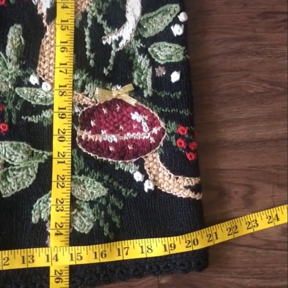 Vintage Tiara Knit Holiday Cardigan Sweater Button Front Ribbon Beads Large L - Picture 16 of 16